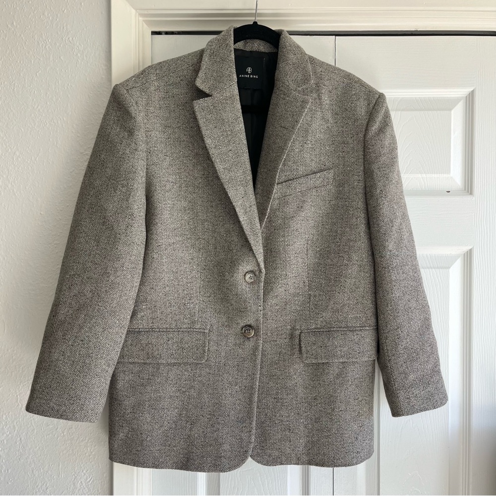 Anine Bing Taupe Herringbone Blazer - Picture 5 of 16